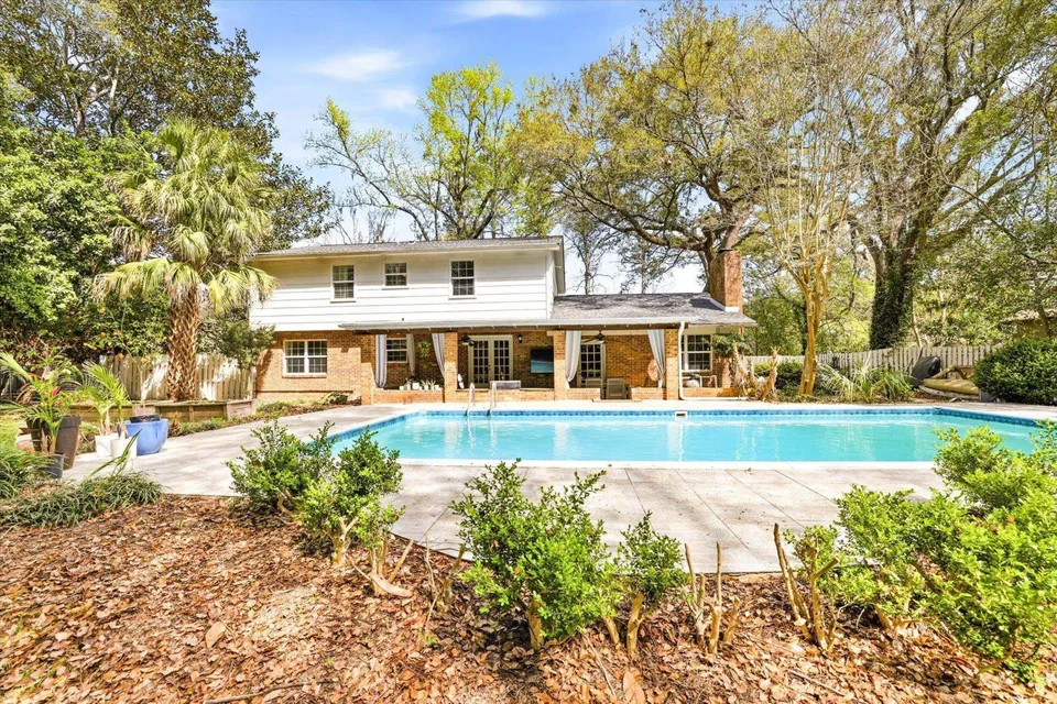 Two-story house with swimming pool