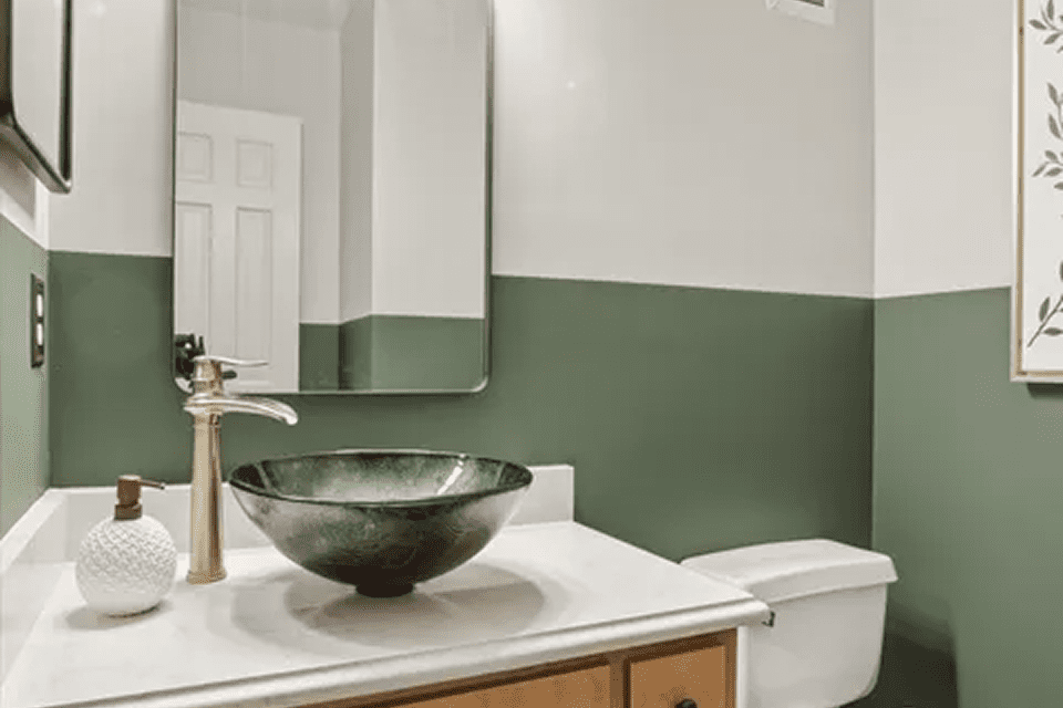 Elegant sink with gold faucet