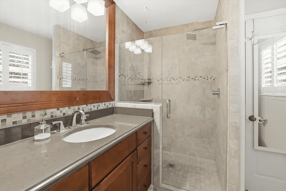 Modern bathroom with glass shower