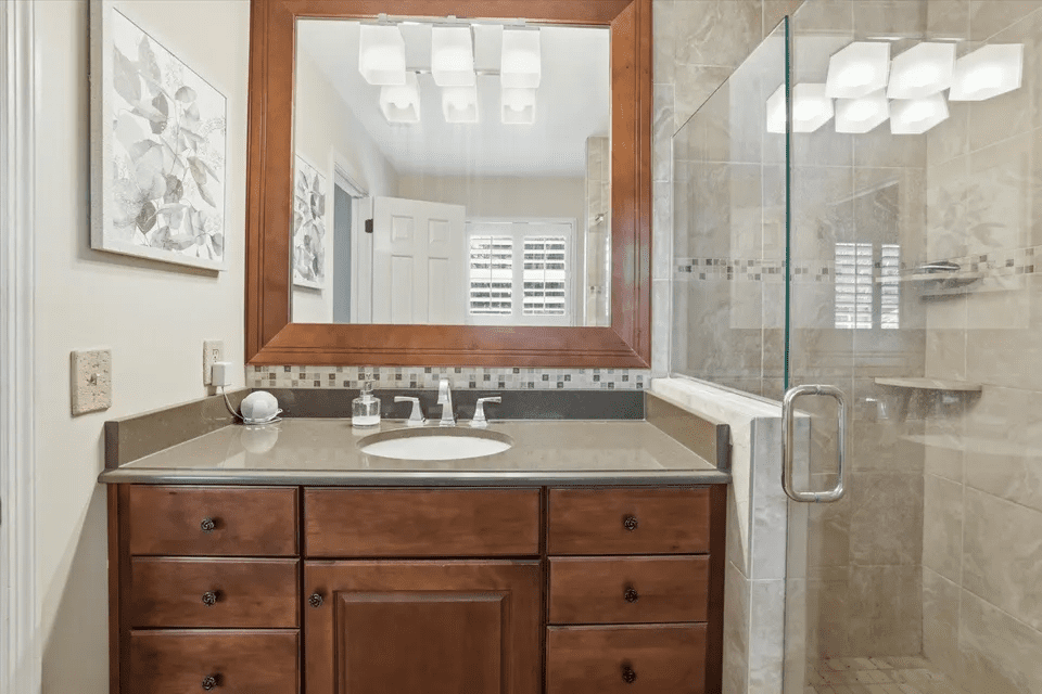 Modern bathroom with glass shower