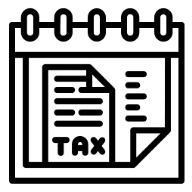 Calendar page with tax document icon symbolizing tax deadlines.