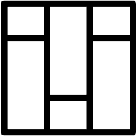 Minimalist icon with three vertical bars and three squares.