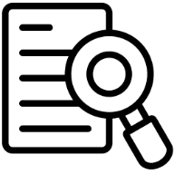 Icon of a magnifying glass over a document symbolizing search or inspection.