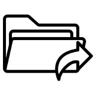 Icon of a folder with an arrow pointing outward representing file sharing or export.